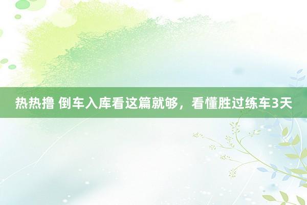 热热撸 倒车入库看这篇就够，看懂胜过练车3天