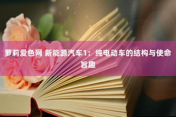 萝莉爱色网 新能源汽车1：纯电动车的结构与使命旨趣
